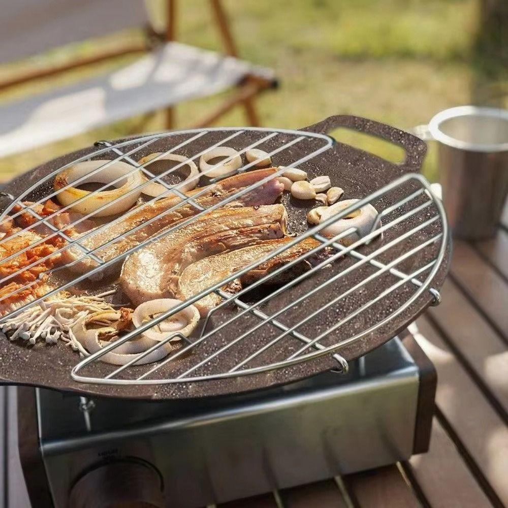 Anti Scorching Barbecue Net Steam Rack Semicircle Drain Stainless Steel Barbecue Grill Portable Multifunctional BBQ Grill