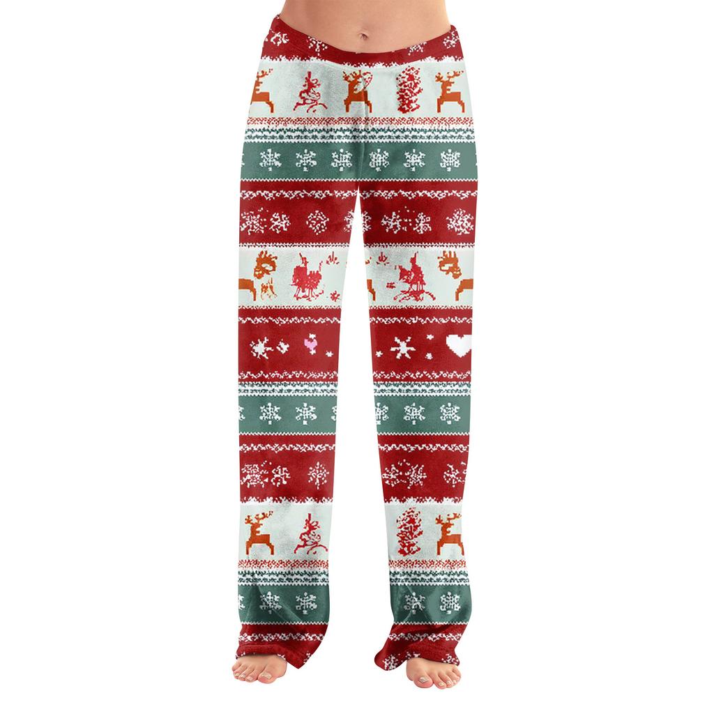 Women  Winter Plaid Pants Full Length Long Trousers Sports Pants