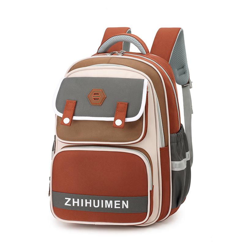 New Fashionable Contrasting Color Backpack, Primary School Bag, Large Capacity Children's Backpack, Men's and Women's School Bag