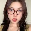 Y2K Vintage Leopard Print Large Frame Glasses Frame Women Trendy Black Square Eyewear Designer Luxury Clear Lens Optical Glasses