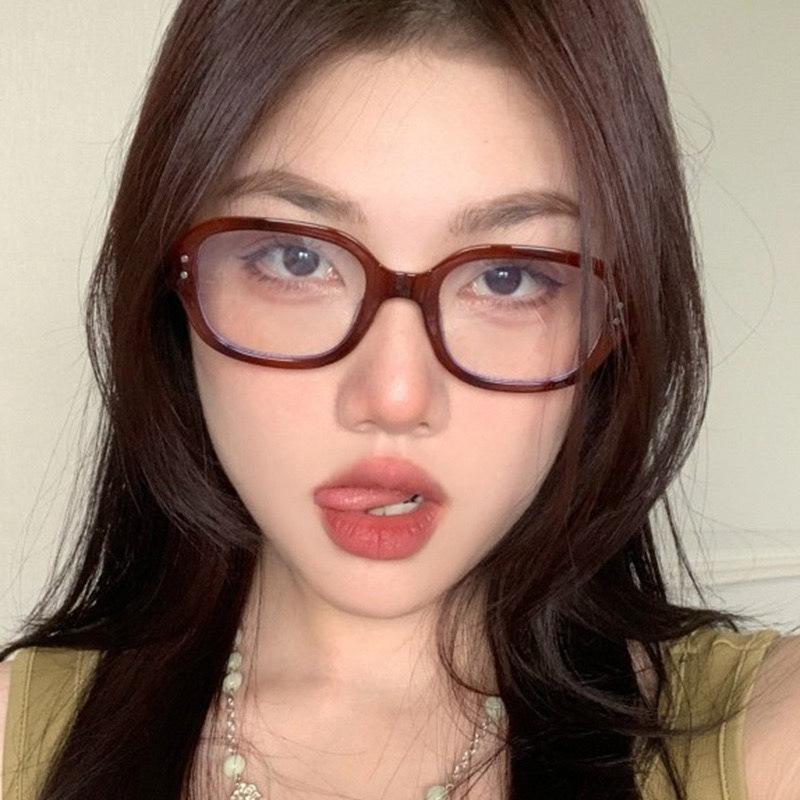 Y2K Vintage Leopard Print Large Frame Glasses Frame Women Trendy Black Square Eyewear Designer Luxury Clear Lens Optical Glasses