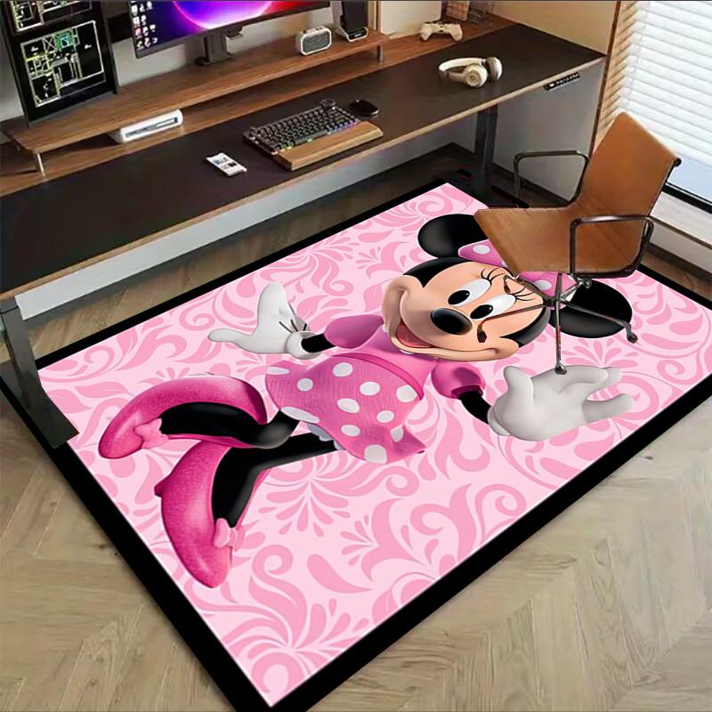 Minnie Mouse Pink Adventure Carpet For Playroom Bedroom Living Room Sofa Home Decorkids Game Area Rug Nonslip Floor Mat