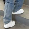 Leather little white shoes women's spring new trend buckle decorative board shoes thick sole height small casual shoes