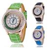 Stylish Women's Quartz Watch With Rhinestones And Pearl Shell Face Elegant Pu Strap