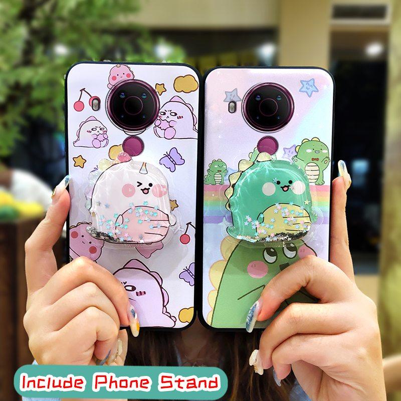 Quicksand Kickstand Phone Case For Nokia 5.4 Phone Lens Protection Cartoon Soft Case Dirt-resistant Durable Protective