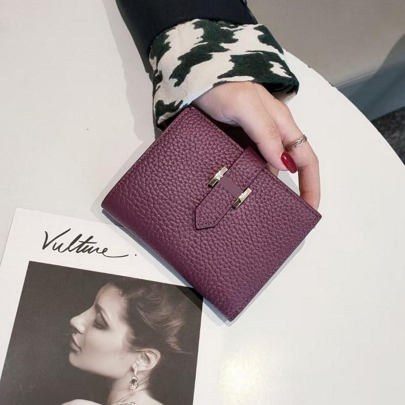 2025 Genuine Leather Women Wallets First Layer of Cowhide Short Purse Branded Design H Hasp Wallet Billfold Without Logo