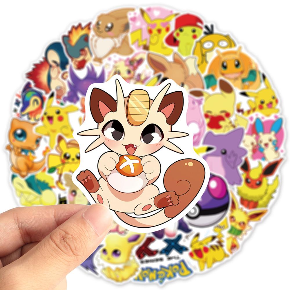 10/30/50pcs Anime Stickers Kawaii Pikachu Decals DIY Stationery Skateboard Luggage Waterproof Cartoon Graffiti Sticker