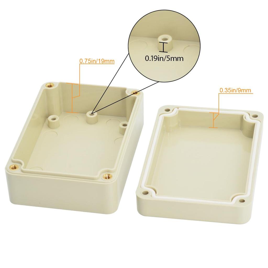 LeMotech Waterproof Dustproof IP65 ABS Plastic Junction Box Universal Electric Project Enclosure Pale Gray 3.3 X 2.3 X 1.3 Inch (83 X 58 X 33 Mm)