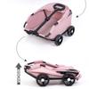 4 Wheels Foldable Pet Stroller Breathable 360° Rotating Handle Travel Dog Pram Retractable Handle Large Capacity Pet Cart Cats