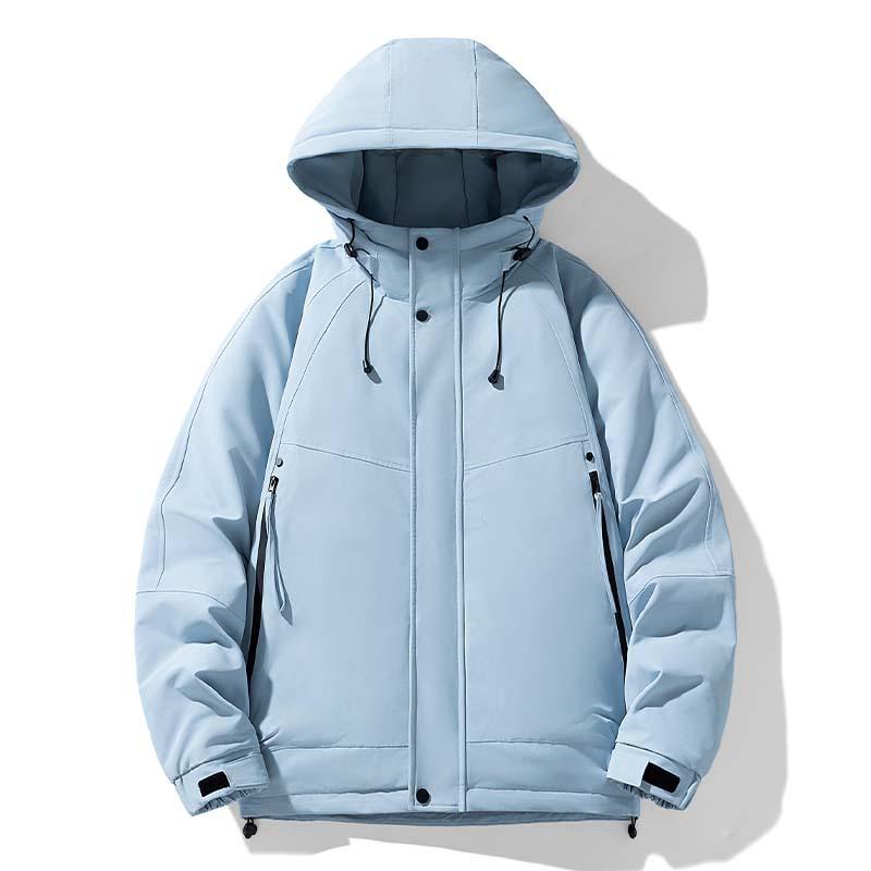 

Down jacket men s winter new outdoor windproof warm thickened hooded winter clothes solid color cargo jacket down jacket 3XL