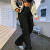 New high-waisted straight-leg trousers casual and versatile solid color multi-pocket semi-elastic waist women's overalls