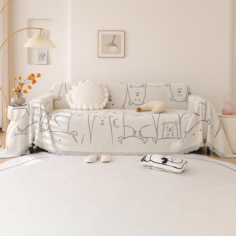 

Anti-Scratch Chenille Sofa Towel Universal Cartoon Sofa Cover All-Inclusive One Piece Soft Blanket Four Seasons 180*130cm серый