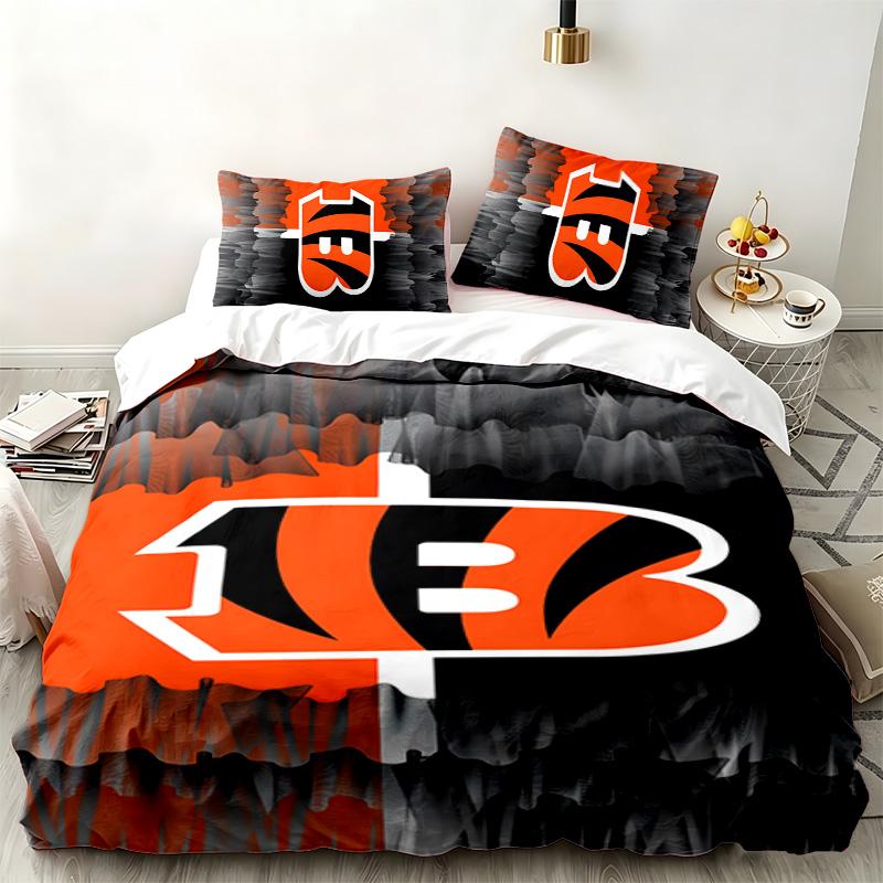 Set da 3 pezzi Cincinnati Bengals Perfetto per la camera da letto Set di biancheria da letto confortevole include una copripiumino e due federe Ideale come regalo di compleanno o di Natale