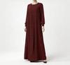 Women's Elegant Black Ice Silk Long Sleeve Pleated Dress