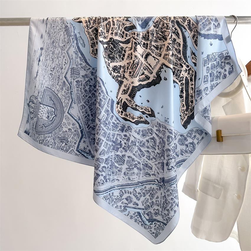 Fashion leopard print temperament scarf 91cm twill square scarf simple chain premium scarf versatile shawl autumn and winter headscarf