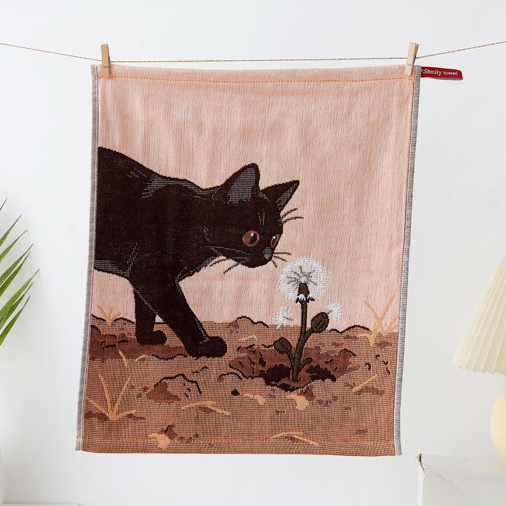 New 34x40cm Large Hand Towel 4 Layer Cotton Gauze Cat Pattern Kitchen Towel Decorative Quick Dry Tea Towel Home Restaurant