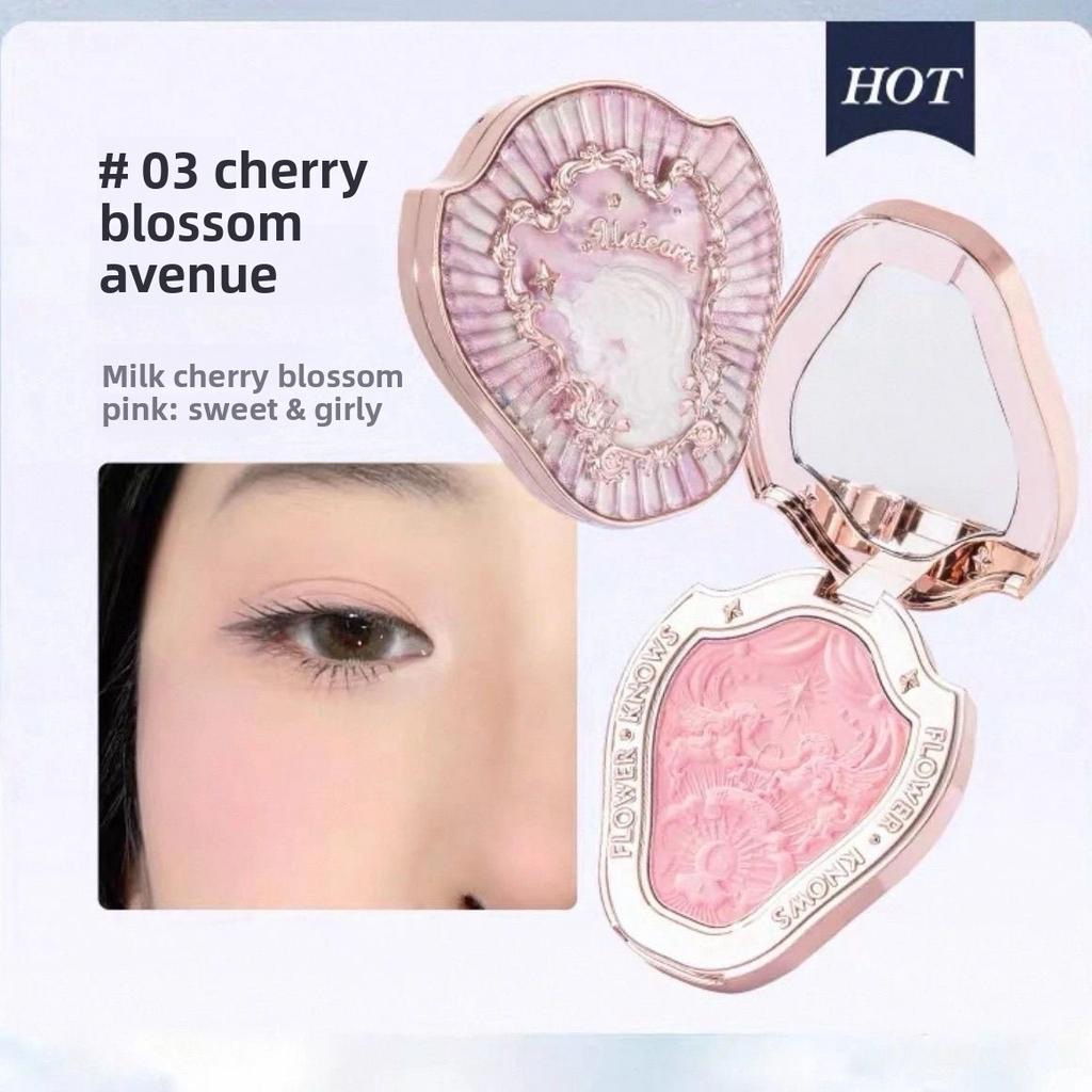 FlowerKnow Unicorn Strawberry Rococo Embossed Blush & Contouring Palette, Highlighter & Multi-Use Cream Blush