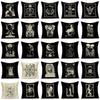 Horror Tarot Cushions Cover Bone Stand Decorative Cushioncovers Print Linen Pillows Black And White Portrait Pillows Cases Cojin