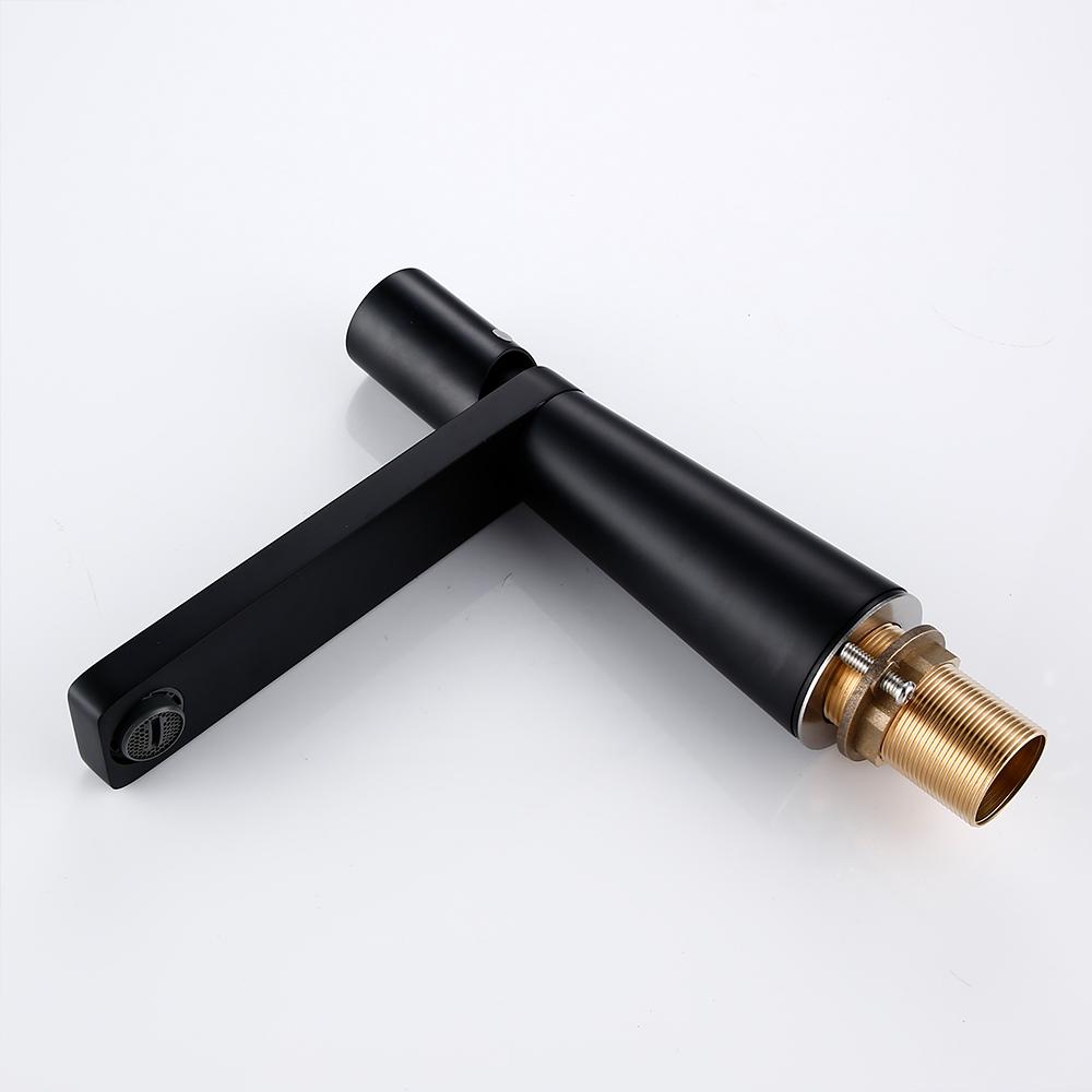 Bathroom Faucets Black Brass Single Hole Single Handle 360 Degree Rotation Deck Mounted Basin Hot And Cold Water Sink