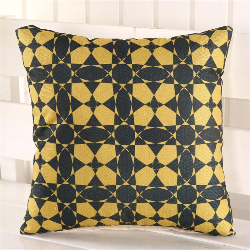 45x45cm Vintage Retro Flower Geometry Printed Home Sofa Chair Cushion Cover Cotton Linen Decorative Pillow Case