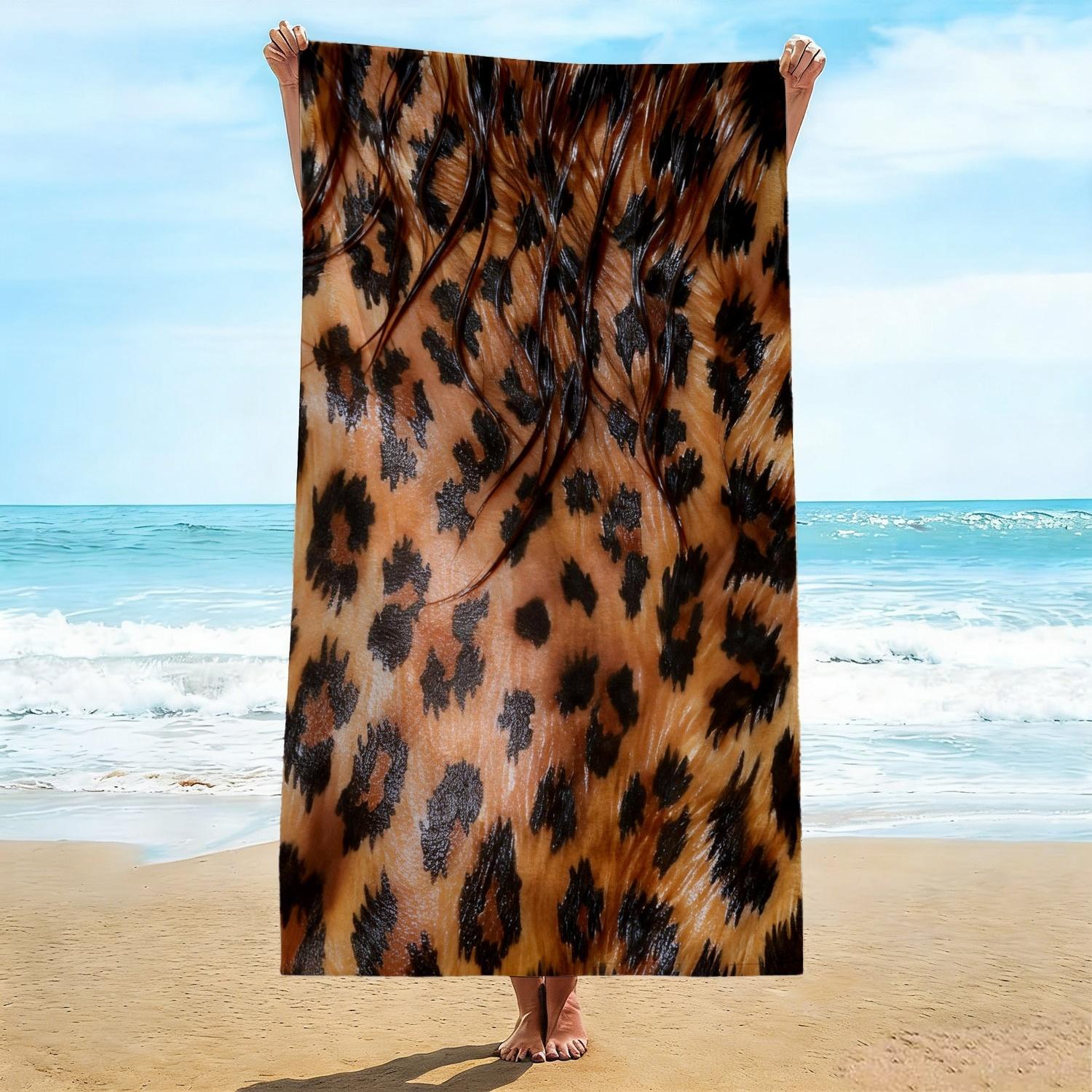 

Oversized Leopard Print Towel, Soft Microfiber Quick Dry Realistic Fur Texture Print Bath Towel, Large Beach Blanket for Pool W30*H60(CM)