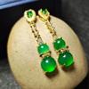 Brincos de jade verde natural para mulheres, joias finas, pedra de jade genuína certificada, brincos de crisoprase, presentes para mulheres, brinco de calcedônia