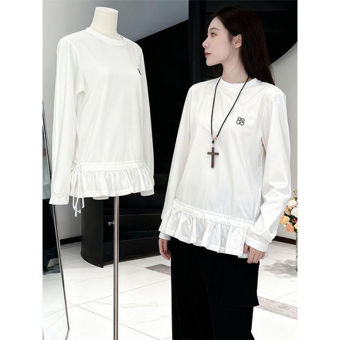 

210g Fine Cotton 40s Korean-Style Women s White Long-Sleeve Layering T-Shirt, New Spring Design Small белый