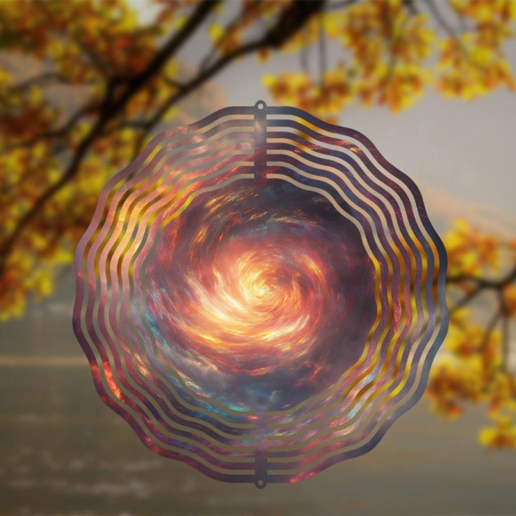 Blue White Metal Wind Spinner with Hanging Chain 2D Garden Art Sculpture for Outdoor Yard Patio Decor All Season Windmill Spinner