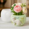 Cat Shape Silicone Flowerpot Mold Non-stick Candle Cup Mold Planter Mold  Desktop Ornaments