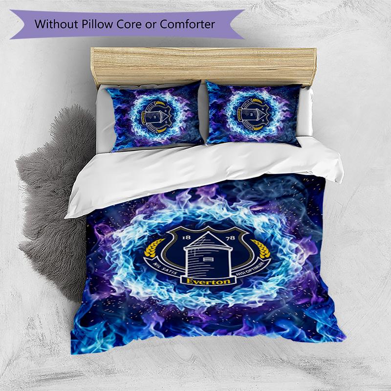 Set Lenzuola Everton Football Stampato 3 Pezzi, Comodo Set Copripiumino per Camera da Letto Amico della Pelle