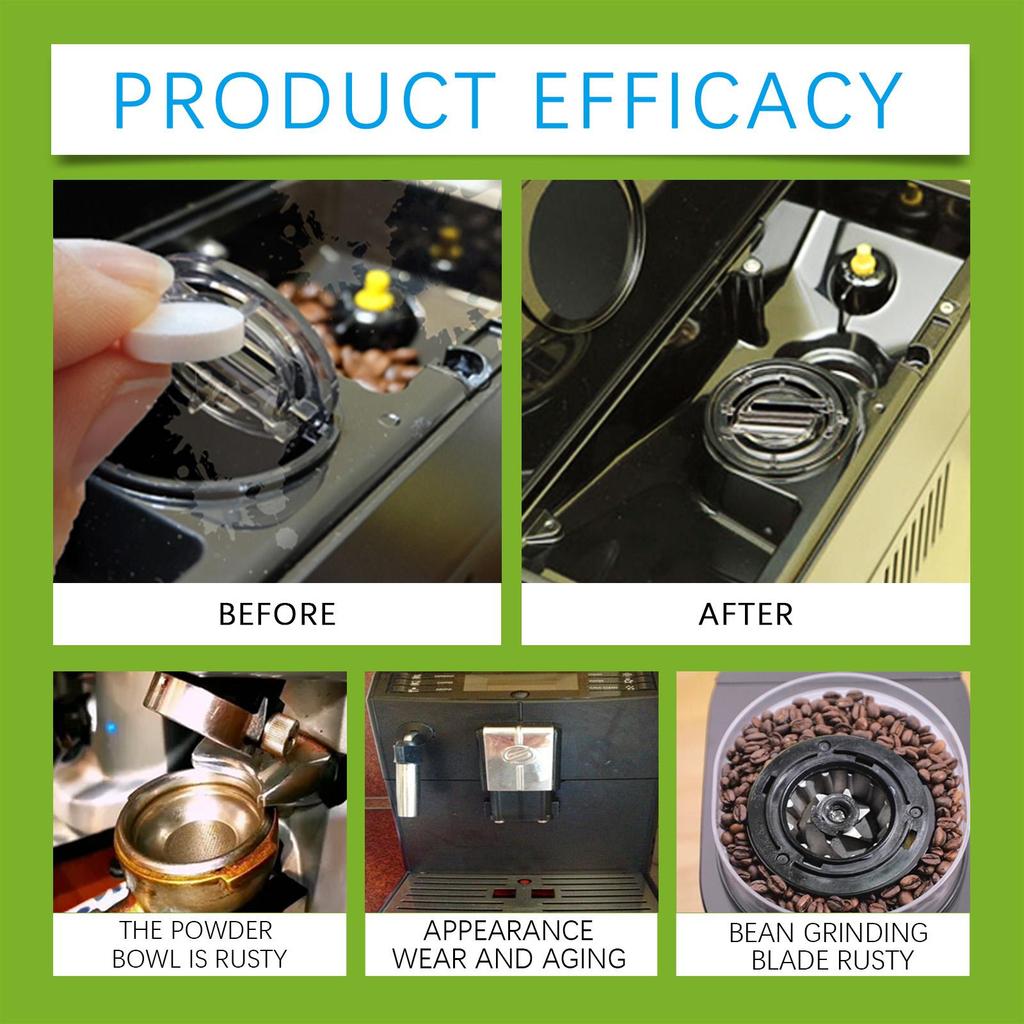 Jue-Fish Coffee Machine Cleaning Tablets Natural Citric Acid + Baking Soda for Quick Dissolution of Hard Scale 30 Tablets