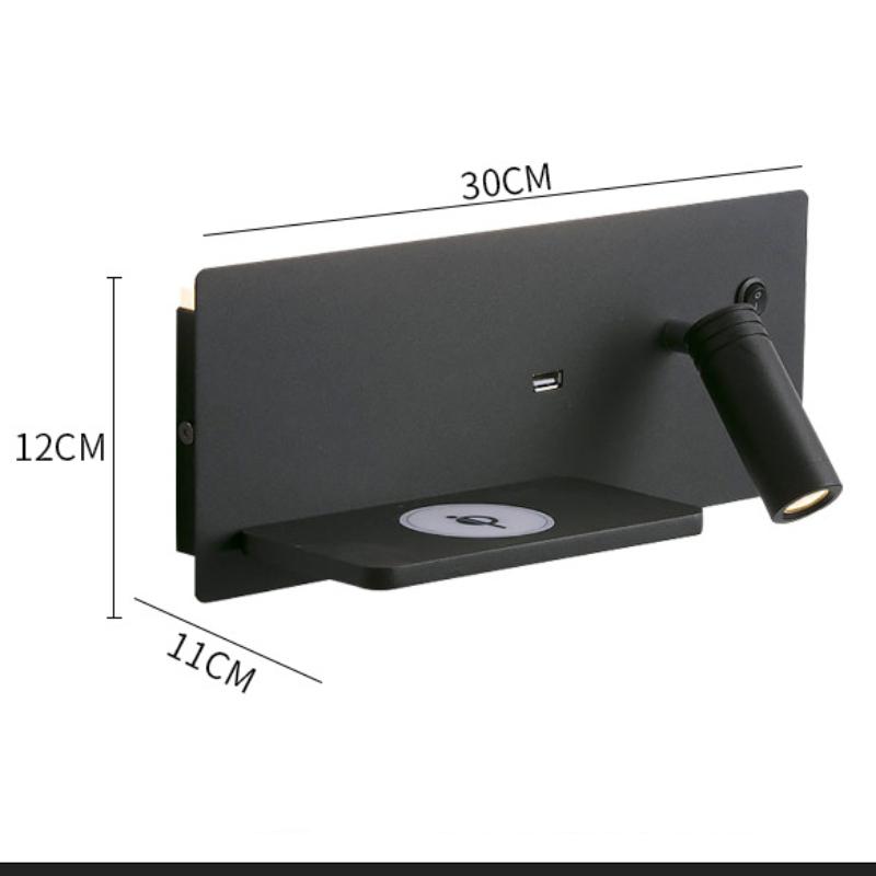 LED Wall Lamp Reading Light Bedroom Phone Wireless Charging USB Charging Rotatable Wall Rotatable Lights Living Room Beside Lamp