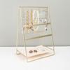 Gold Finish Iron 6 Tiers Earring Holder Bracelet Display Stand Desktop Organiser Easy Assembly Display Rack