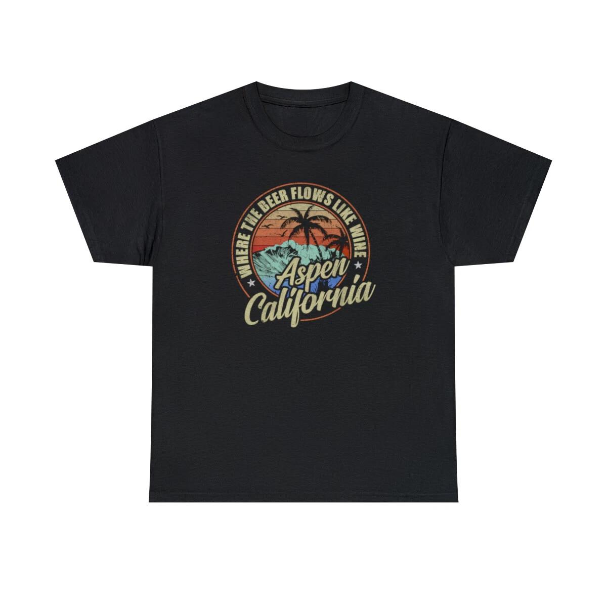 Aspen California Where The Beer Flows Like Wine T-Shirt XL