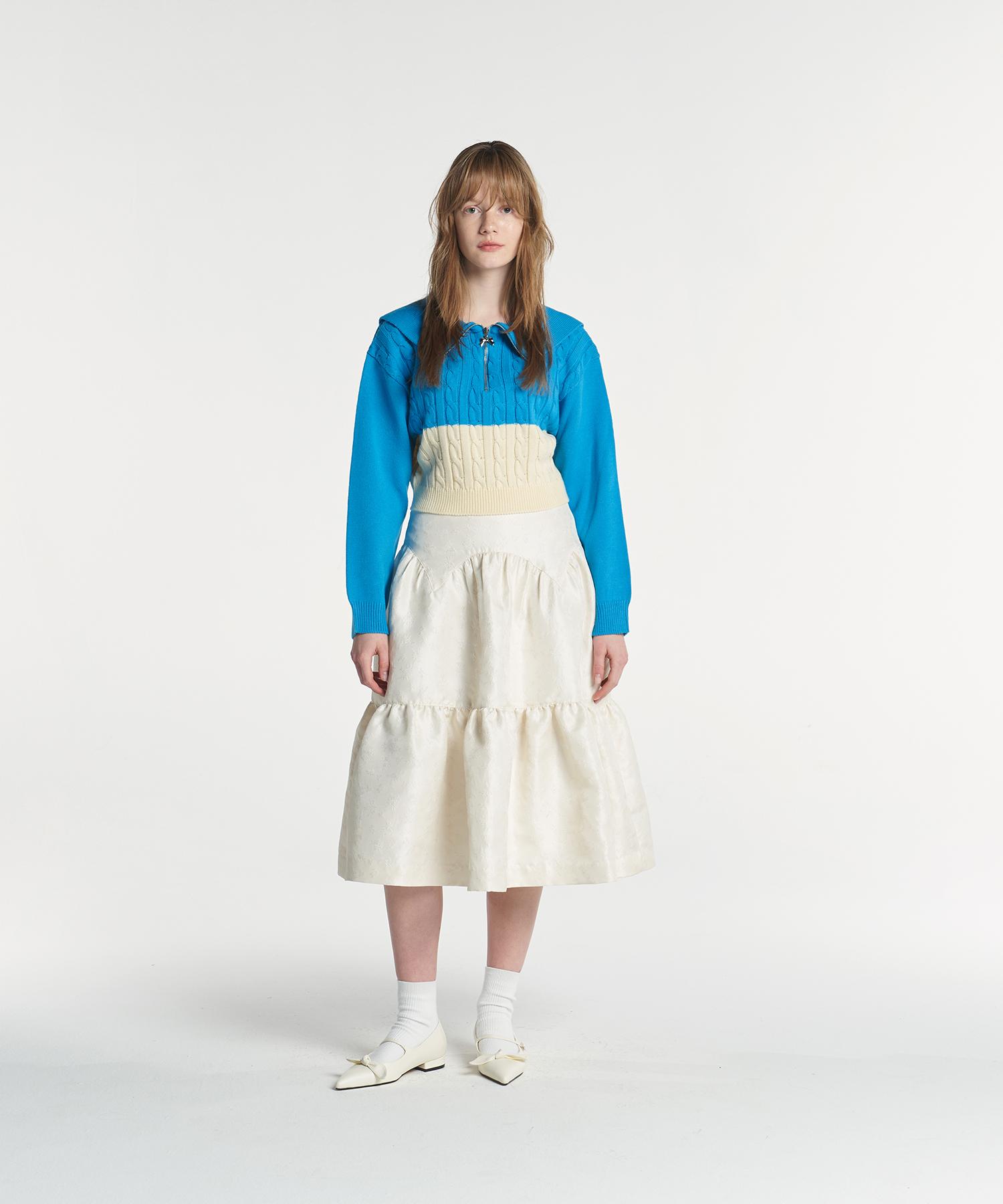 Margarine Fingers Color Block Half Zip - Up (Blue)