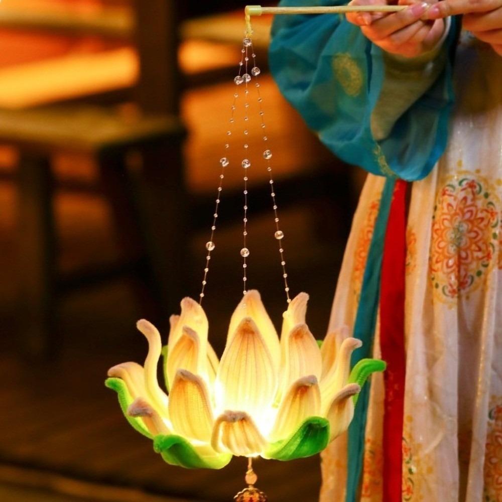3D Twisted Stick Lotus Flower Lantern Luminous Handheld Lantern  Traditional Decor