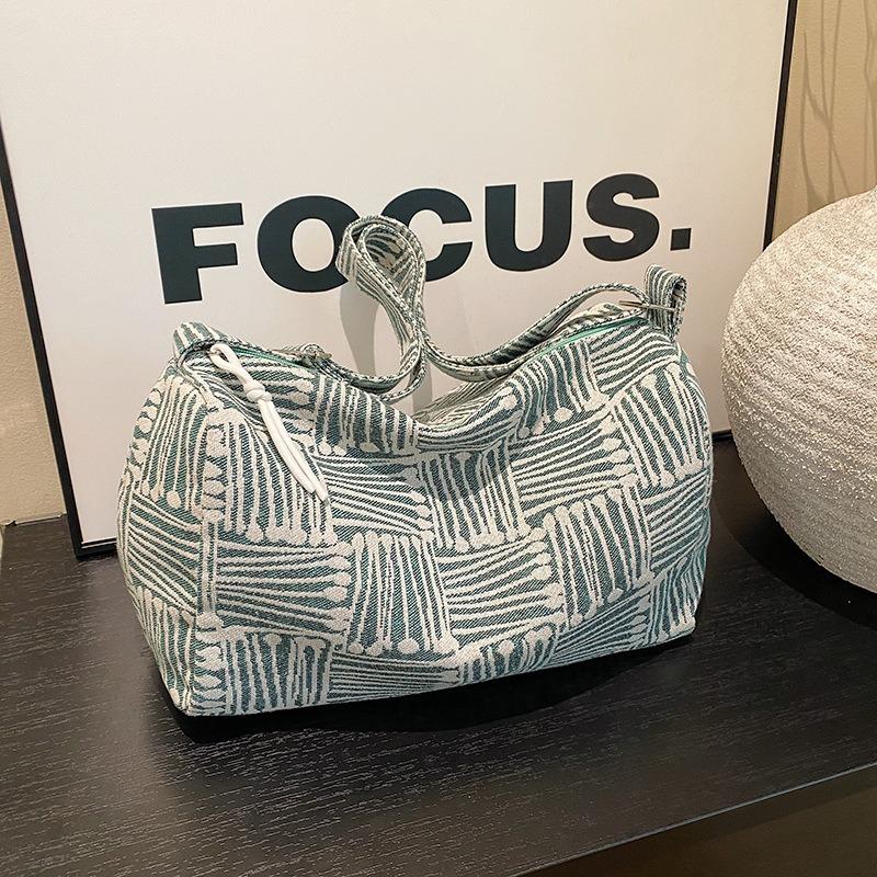 Fashion striped tote bag women's new large-capacity underarm bag student versatile shoulder messenger bag