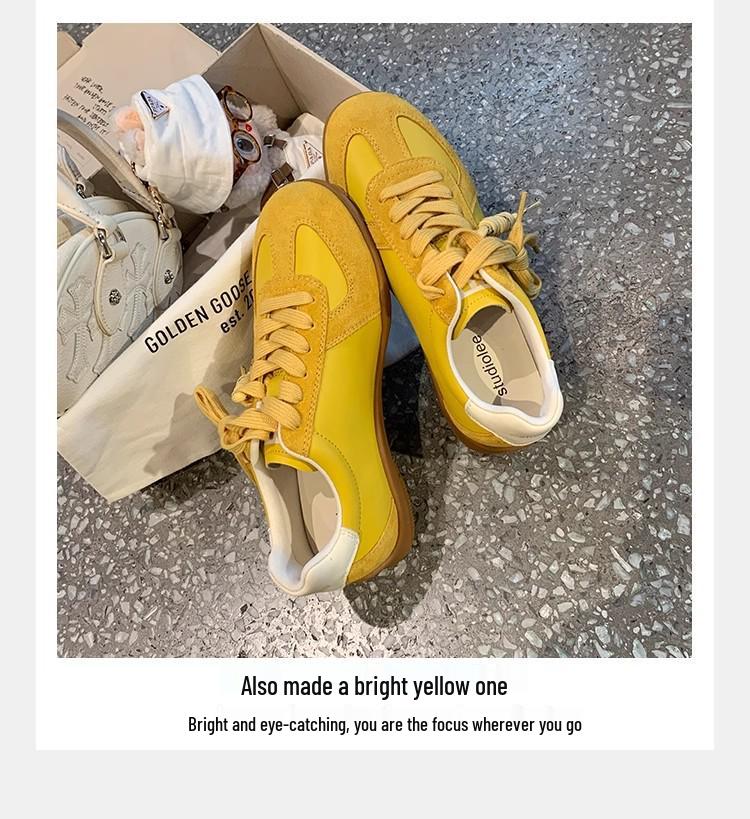 Women's Retro Colorblock German Trainers 2025, Versatile Inner Heightening Round Toe Lace-up Casual Sports Shoes, Forrest Gump Style.