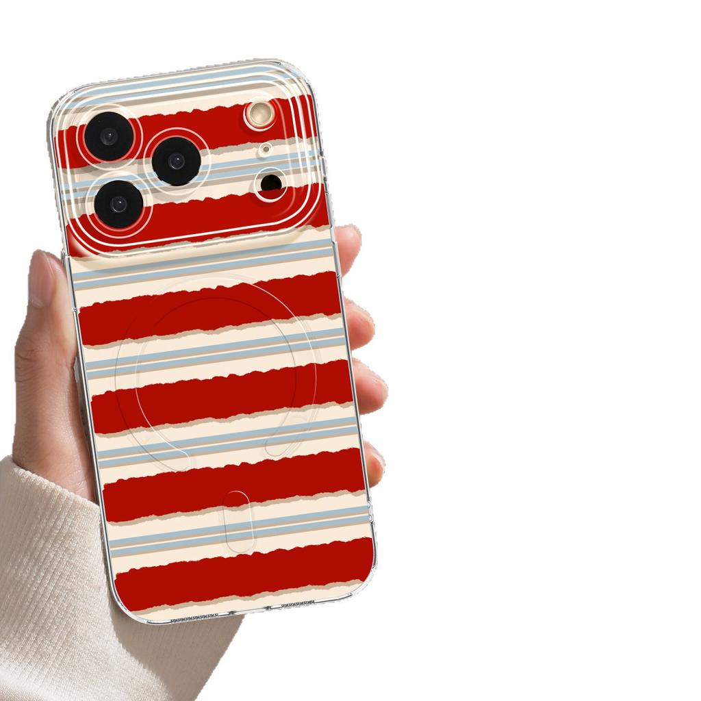 Striped Pony for iPhone17 Magnetic Mobile Phone Case 15 Apple 16promax with Bracket 14 Horse New Year's Cover