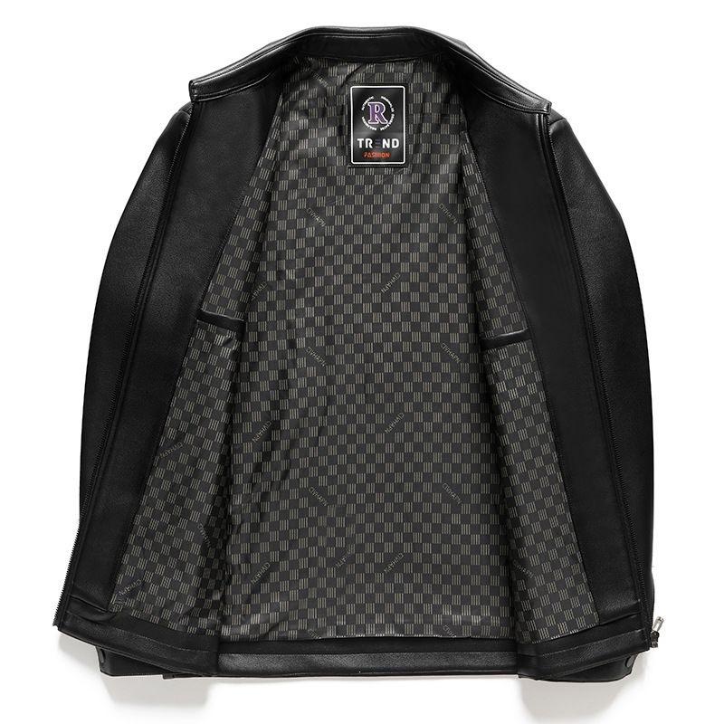 Autumn and winter new men's business jacket leather jacket business casual men's lapel washed leather jacket