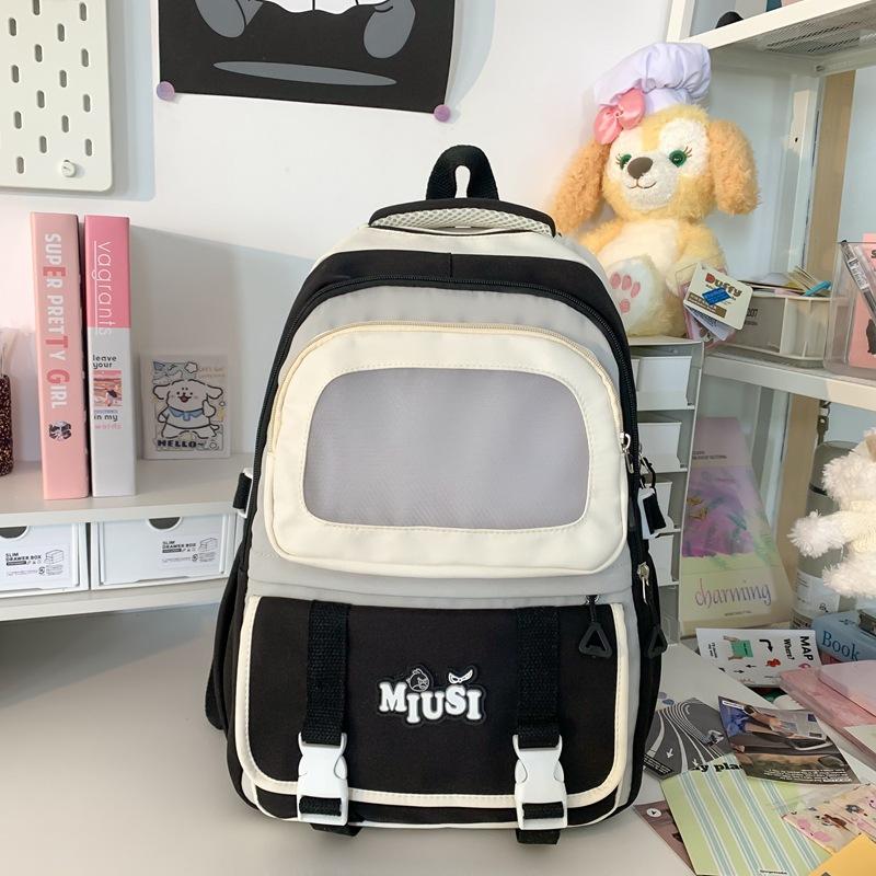 High-value wind schoolbag, junior high school girls backpack, high school students large-capacity cute dopamine backpack
