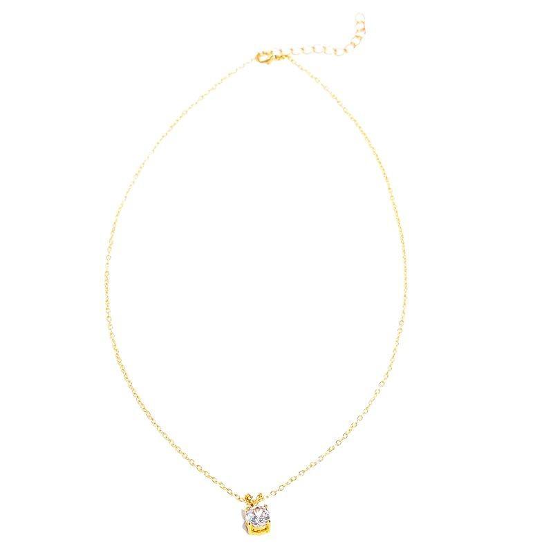 Lekki Luksus Czterokamienny Inkrustowany Okrągły Naszyjnik z Cyrkonii Damski Osobowość Wszechstronny Łańcuszek na Obojczyk