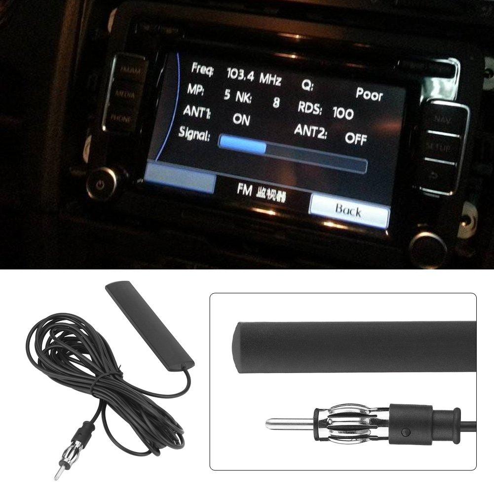 Akozon ANT-309 Car Antenna Radio Patch Universal Car FM Radio Antenna Patch Aerial Windshield Mount 5M Cable