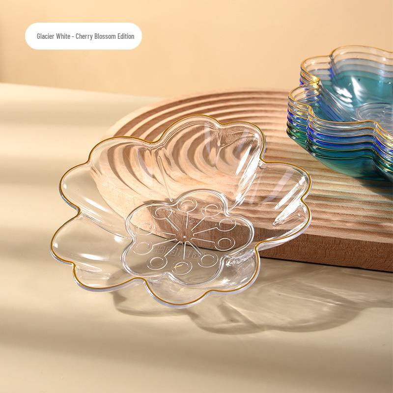 Elegant Gold-Edged Plastic Fruit Plate - Stylish Square Bone Dish for High-End Living Room Decor