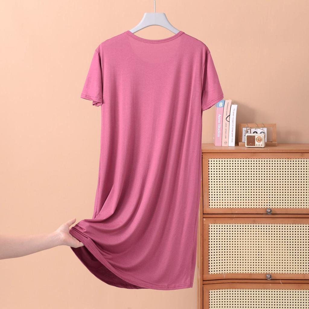 Women's L-8XL Sleepwear  Nightgowns Casual Short Sleeve Night Dress Plus Size Summer Nightshirt Ladies Sleep Wear Shirt