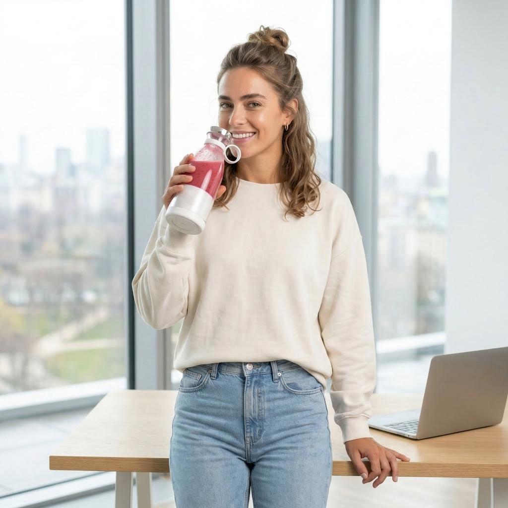 Portable Electric Juicer Cup - Wireless Charging For Home, Travel, And Use, Stainless Steel Blades, Makes Personal Smoothies