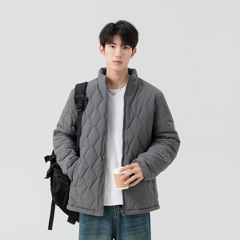 Winter men's coat double-sided wear fleece thickened stand-up collar jacket cotton-padded jacket trendy brand thermal cotton-padded jacket