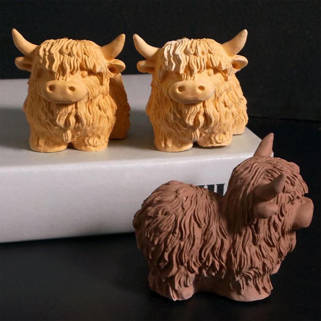 Silicone Animal Molds 3D Silicone Molds Highland Cow Design Mould for Wax Cake Ice Food Gummy Crafts Baking Candle Candy Snack