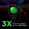 PINDOWS womens digital sports watch 30m waterproof LED backlight wristwatch 3 types alarms stopwatch countdown timer calendar support active