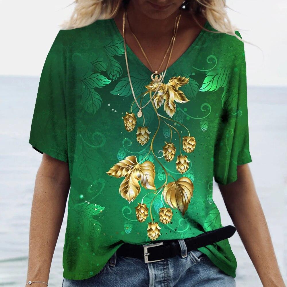 Dámské tričko Letní výstřih do V Módní krátký rukáv Topy Oblečení pro dívky Trička Oversized Harajuku Oblečení Párty Ležérní Blůza